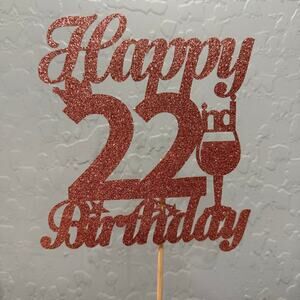 Happy 22nd Birthday in Glittery Rose Gold 6”x5.5”